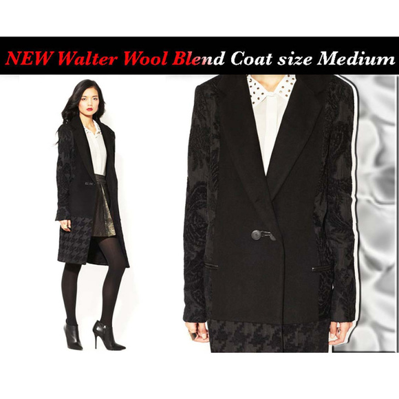 NWT Walter Marilyn Coat sz M 6-8 Wool Blend Black - Picture 2 of 7